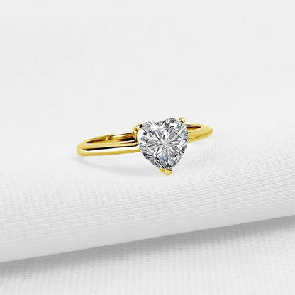 Heart-Shaped Moissanite Engagement Gold Rings. 10K Gold. 1.20 Carat.