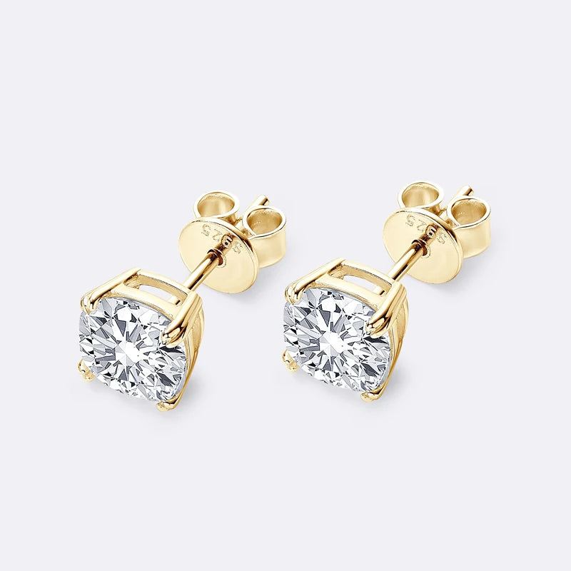 Cushion Cut Moissanite Diamond Stud Earrings - Total 3.0 Carat.
