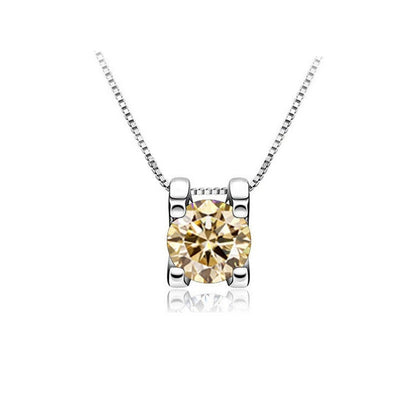 2.0 Carat Moissanite Pendant Necklace 18 K White Gold Plated Silver