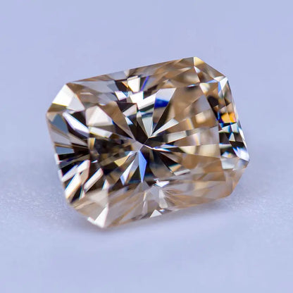 Loose Moissanite Gems. Tea Yellow Color. Radiant Cut. 3.0 Carat.