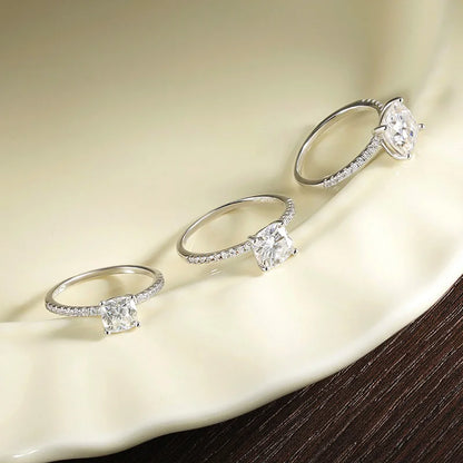 Cushion Moissanite Engagement Rings for Women. 1.0 To 3.0 Carat.