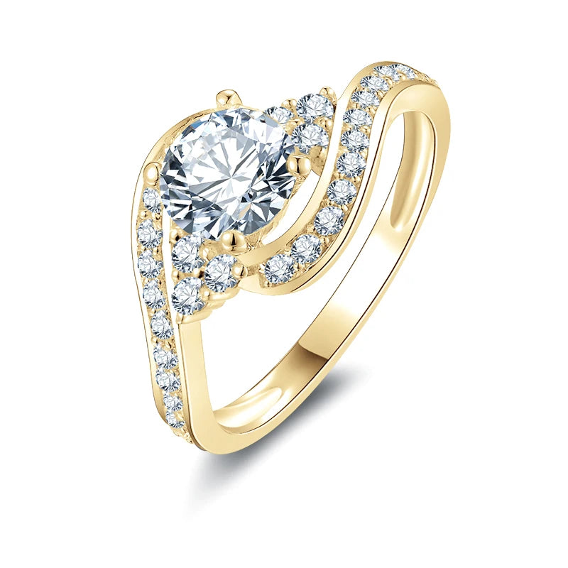 Elegant Women's Moissanite Ring, 10K Gold.