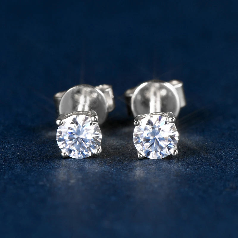 Gold Moissanite Stud Earrings. 4mm Moissanite Earrings.