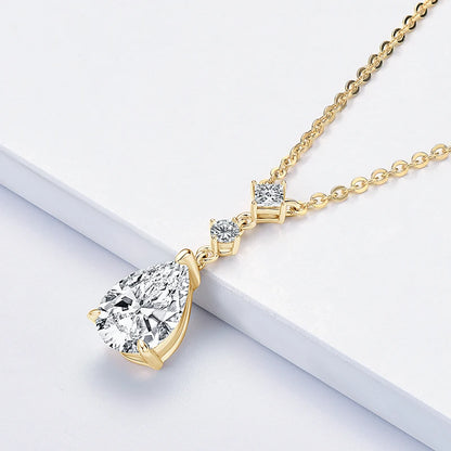 Luxury 2.0ct Moissanite Pear Shape Pendant Necklace.