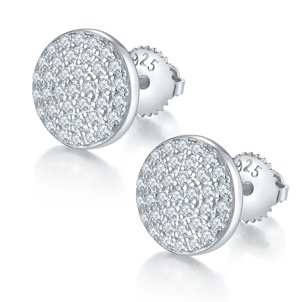 Shop Elegant Moissanite Stud Earrings. 18K Gold Plated Silver.