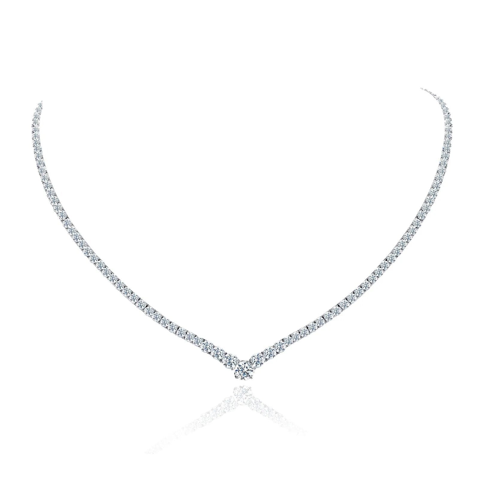 Luxury Moissanite Diamond Tennis Necklaces. 13.0 to 21.0 Carat.
