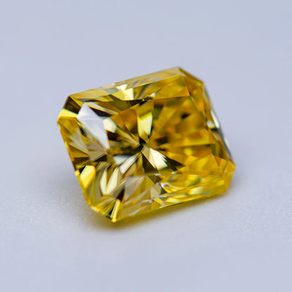 Loose Moissanite. Lemon Yellow Blue Color. Radiant Cut. 0.50 To 5.0 Carat.