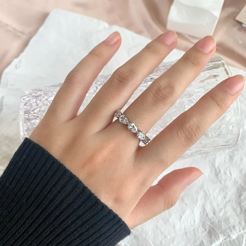 Moissanite Eternity Rings. 5.0 Carat. Luxury Pear Shaped Genuine Moissanite.