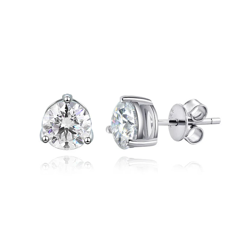 Moissanite Earrings. 2.0 To 6.0 Carat. Platinum-Plated Silver.