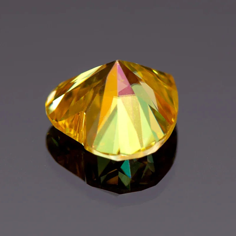 Loose Moissanite. Golden Yellow Color. Heart Cut. 1.0 To 5.0 Carat.