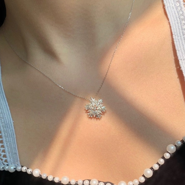 Snowflake Necklace Natural Diamond