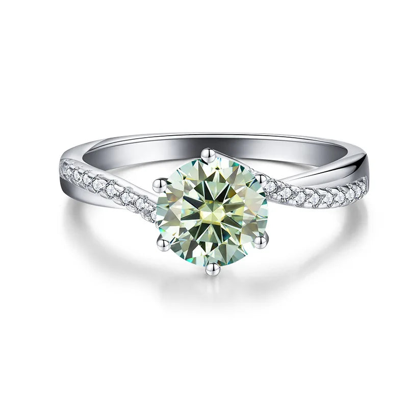 Colored Moissanite Engagement Rings. 1.0 Carat. Round Brilliant Cut.