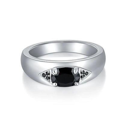 Men's 1.0 Carat Black Oval Moissanite Ring - Unique Design.