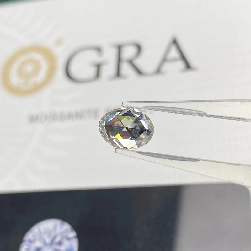 Moissanite Gemstone. Oval Shape Flat Bottom Rose Cut.