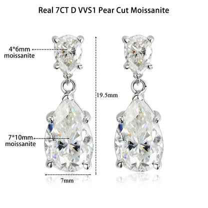 Luxury Pear-Cut 7.0 Carat Moissanite Earrings.