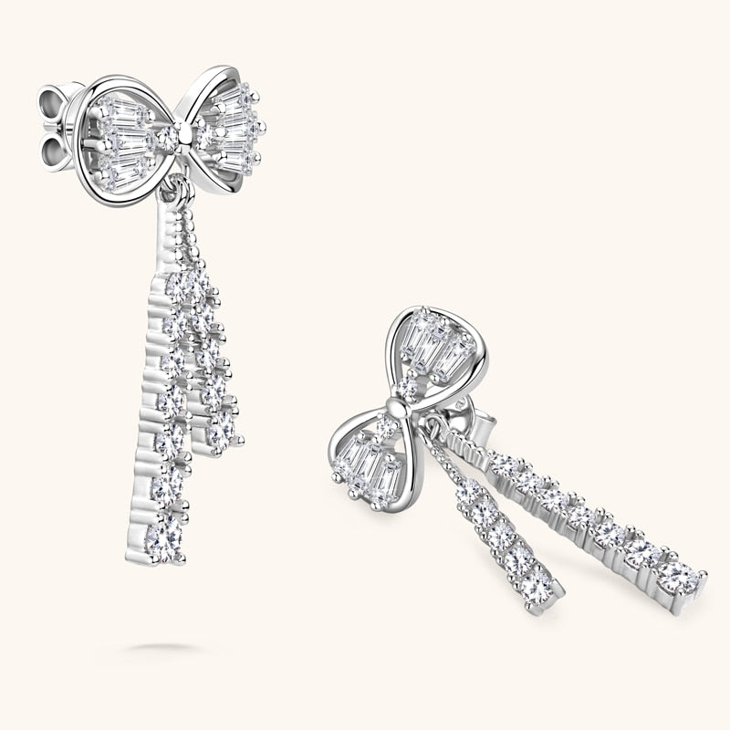 Genuine Moissanite Earrings. Elegant Gold Plated Silver Earrings.