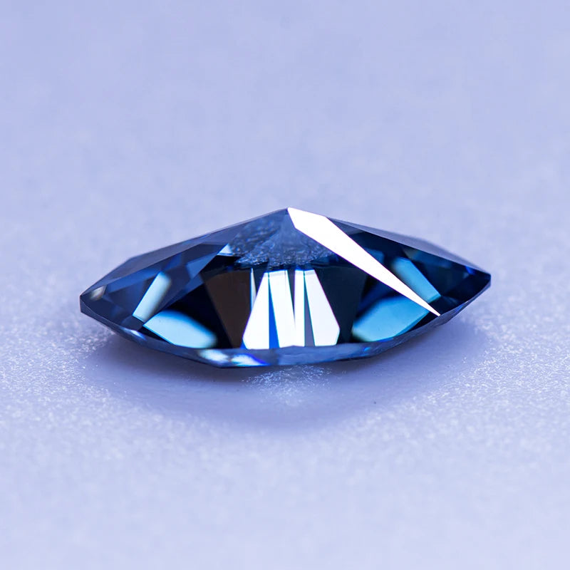 Moissanite Gem. Royal Blue Color. Marquise Cut. 1.0 To 3.0 Carat.