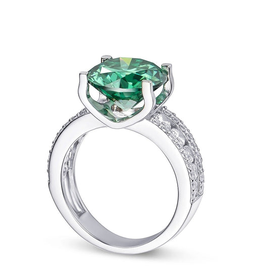 Luxury Green Moissanite Engagement Rings. 3.0 and 5.0 Carat.