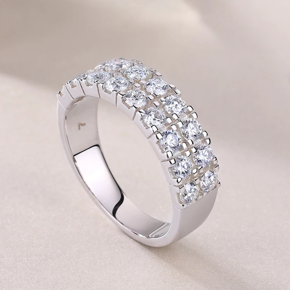 Moissanite Half Eternity Rings. Double Row Moissanite 3mm.