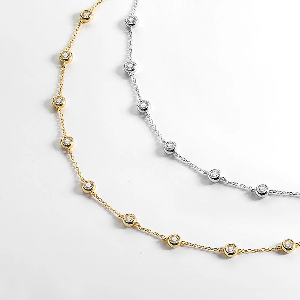 Moissanite Necklace For Women.  Total 2.0 Carat. 3mm Moissanite.