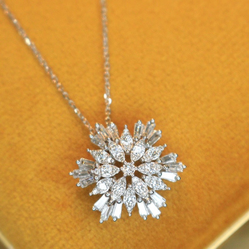 Snowflake Necklace Natural Diamond