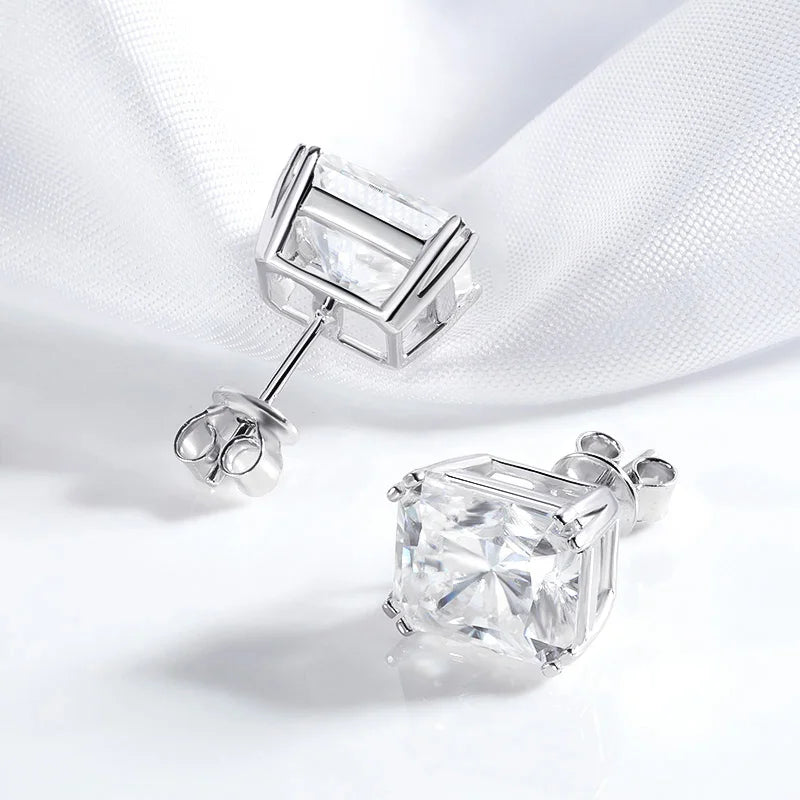 Moissanite Earrings. 2.0 To 8.0 Carat. Radiant, Princess, Pear Cut.