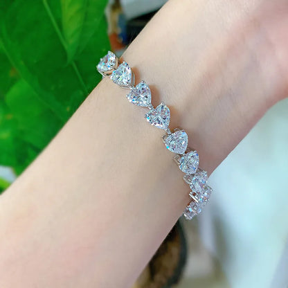 Shop Heart-shaped Moissanite Tennis Bracelets. 15.50 Carat. Genuine Moissanite.