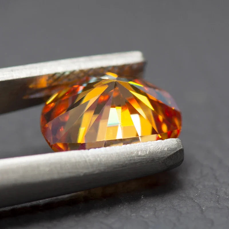 Loose Moissanite Stone. Orange Color. Oval Cut. 0.50 To 5.0 Carat.