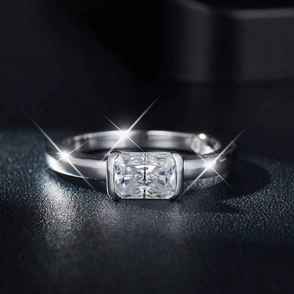 Elegant 1ct Radiant Cut Moissanite Engagement Ring.
