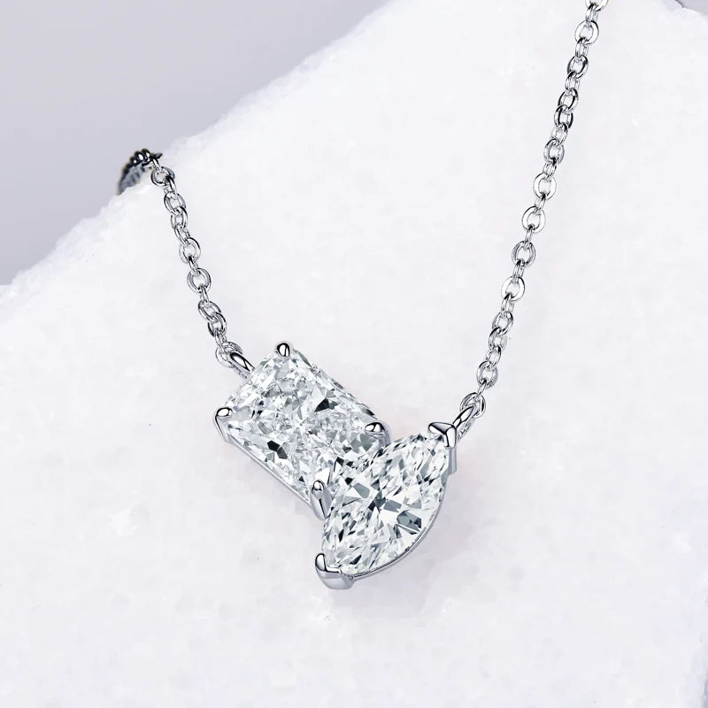 Radiant & Marquise Cut Moissanite Pendant Necklace - 3.0 Carat.
