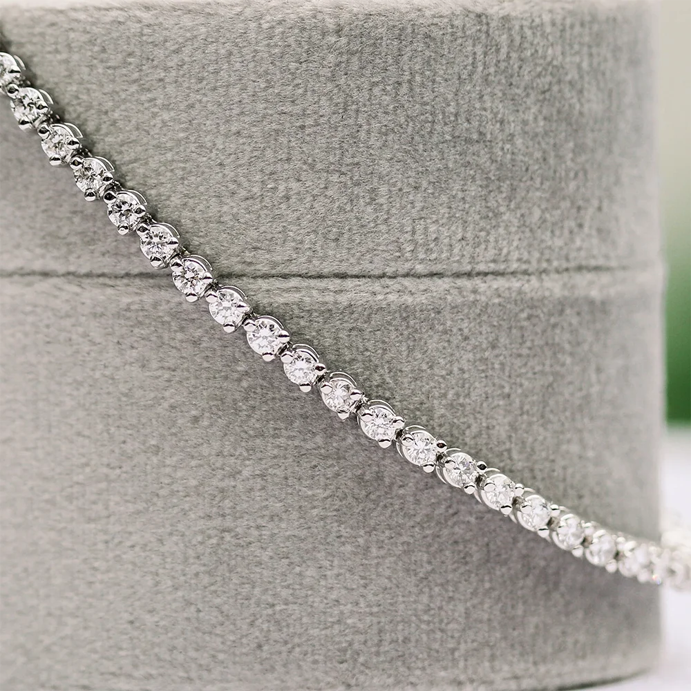 Moissanite Tennis Bracelet - 3mm Round Diamond Bracelets.
