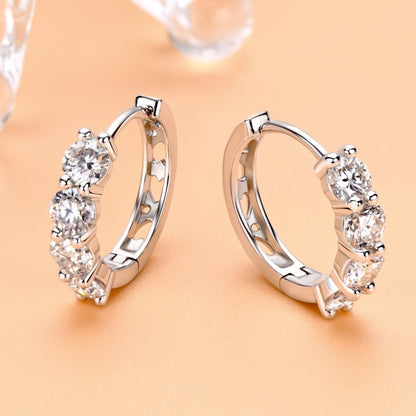 Moissanite Hoop Earrings. 2.40 Carat. Platinum Plated Silver.