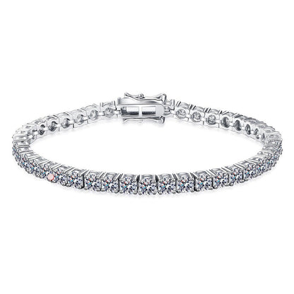 Luxury Moissanite Tennis Bracelets. 18K White Gold Plated Silver.