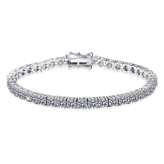 Luxury Moissanite Tennis Bracelets. 18K White Gold Plated Silver.