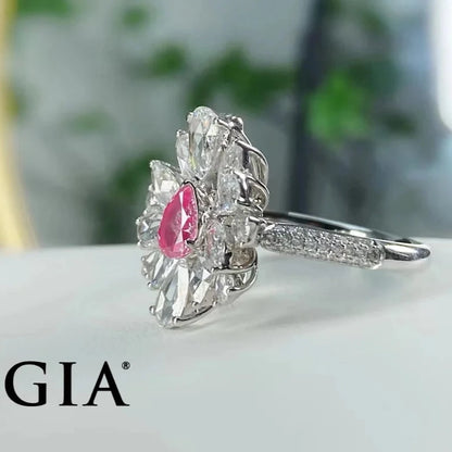 Light Pink Diamond Wedding Engagement Rings. Natural Diamond Rings.