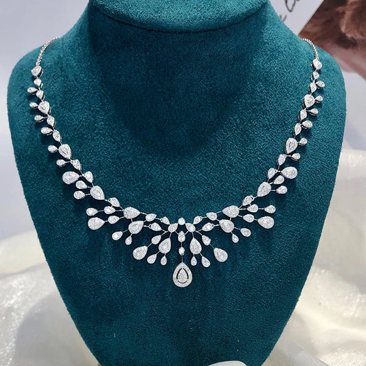 Luxury Diamond Necklace. Sparkling Natural Diamond Jewelry. 3.50 Carat.