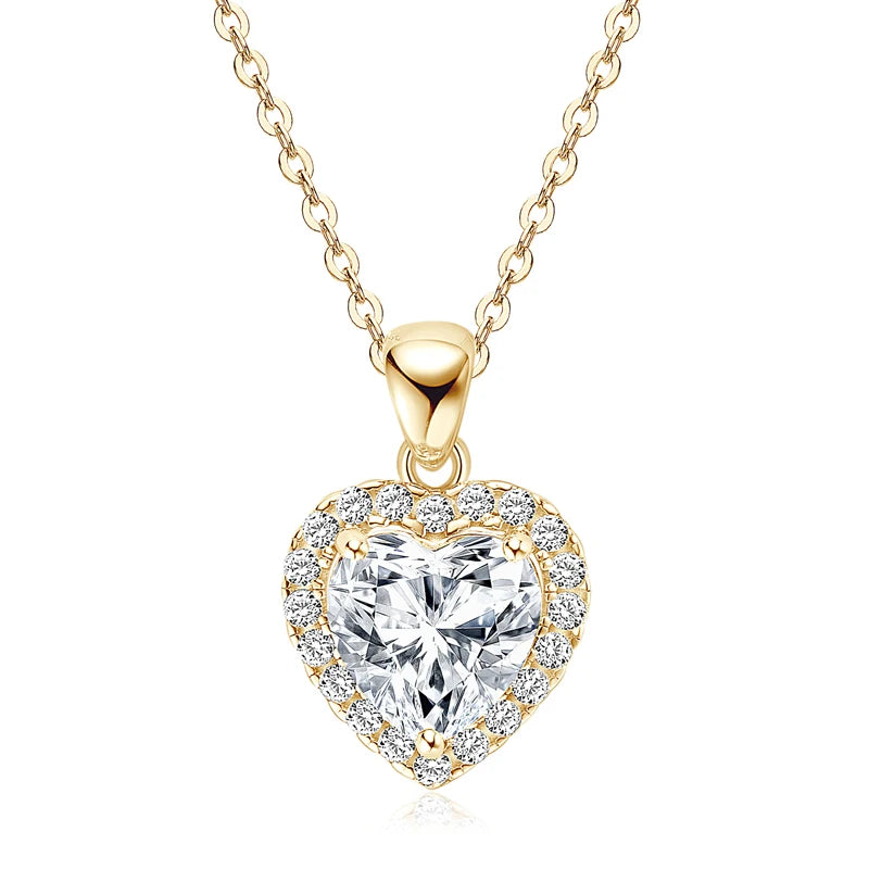 Heart-Shaped Moissanite Necklace For Women. 2.0 Carat.