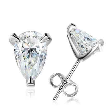 Pear Shape Moissanite Earrings - 0.50ct to 2.0ct, 18K Gold Plated.
