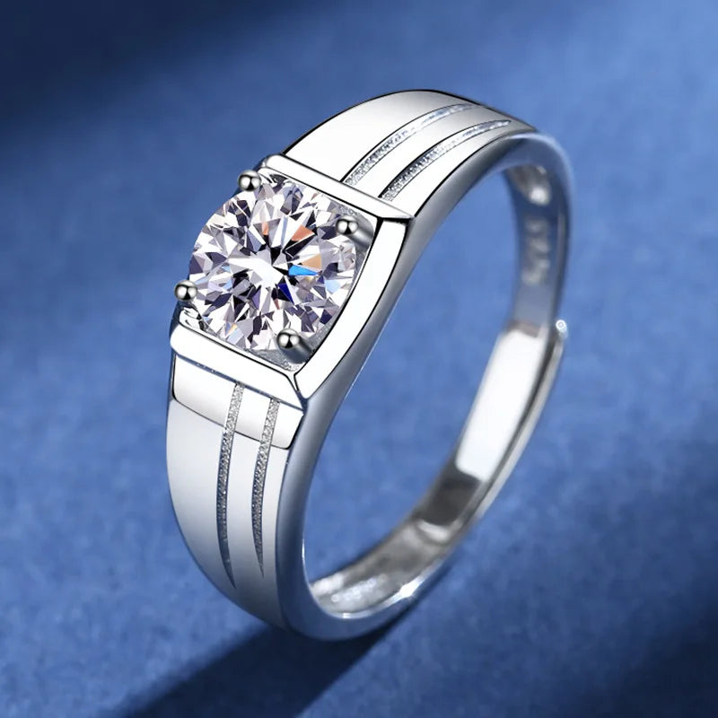 1.0 Carat Moissanite Men's Ring - Size Adjustable.