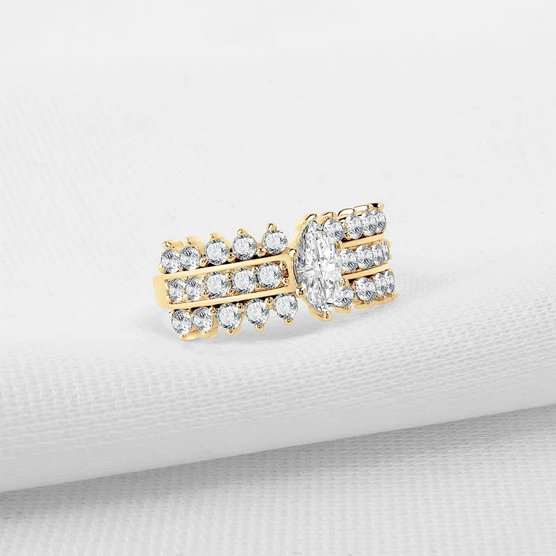 Luxury 10K Gold Moissanite Ring, 4x8mm Marquise Cut.