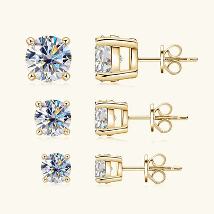 Shop Elegant Moissanite Diamond Earrings. 18K Gold Plated Silver.