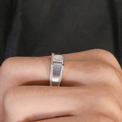 Men's Diamond Rings - 14K White Gold. Lab-Grown Diamond.