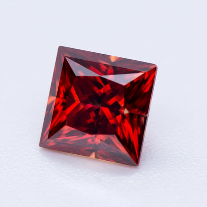 Princess Cut Moissanite Gemstone. Garnet Color. 1.0 To 5.0 carat.