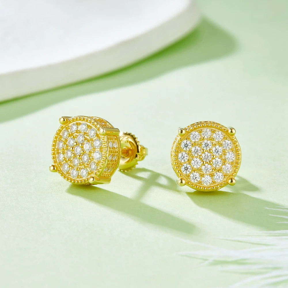 Iced Out Moissanite Diamond Stud Earrings.