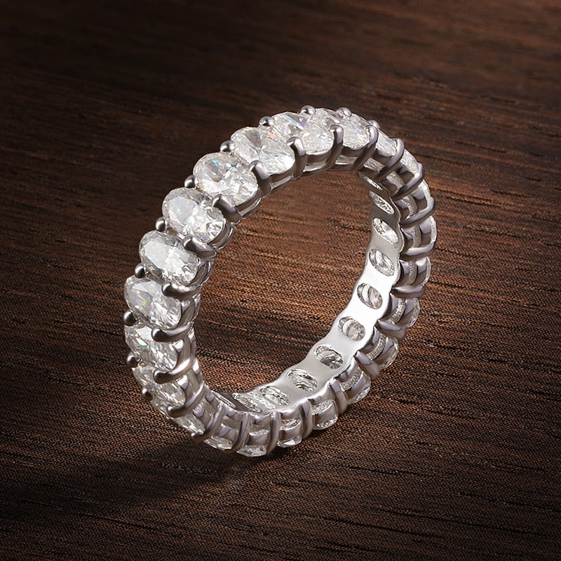 Oval Moissanite Eternity Rings. 7.0 Carat. D VVS1.