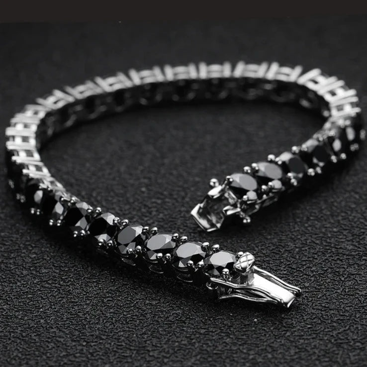 Moissanite Tennis Bracelets. Black Color. 3mm To 6.5mm Gemstones.