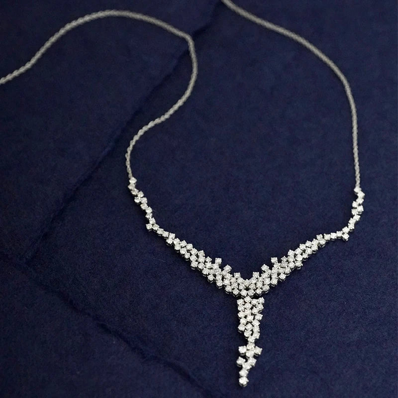 Luxury Diamond Necklace. 3.20 Carat. Natural Diamond Jewelry.