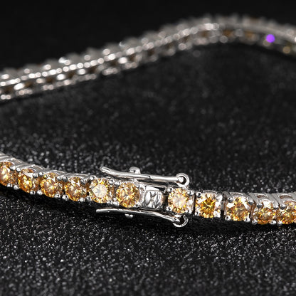 Champagne Color Genuine Moissanite Tennis Bracelet