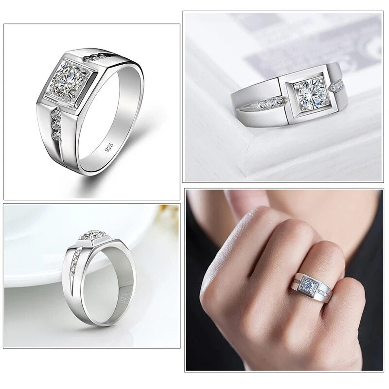 Luxury Moissanite Rings For Men. 0.50 Carat Genuine Moissanite.