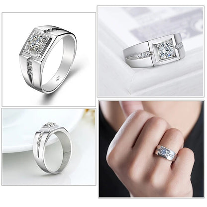 Luxury Moissanite Rings For Men. 0.50 Carat Genuine Moissanite.